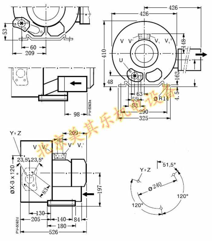 2GH720/3kw雙段高壓鼓風(fēng)機cad圖