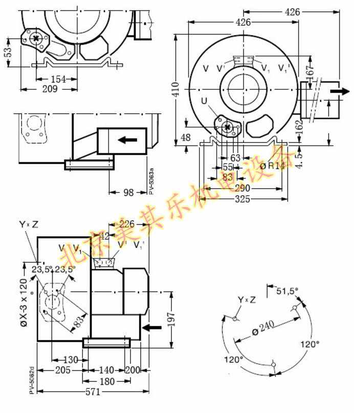  2GH720/5.5kw雙段高壓鼓風(fēng)機(jī)CAD圖