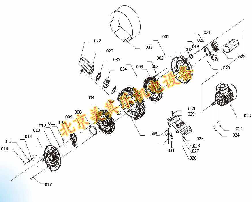高壓鼓風(fēng)機(jī)構(gòu)造爆炸圖