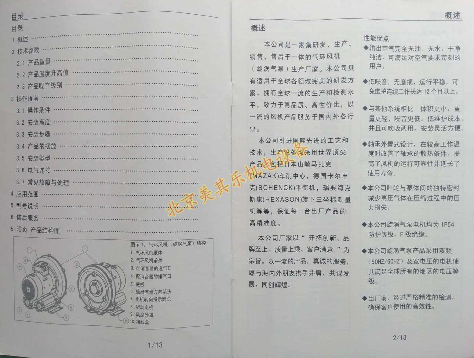 高壓鼓風(fēng)機使用說明書