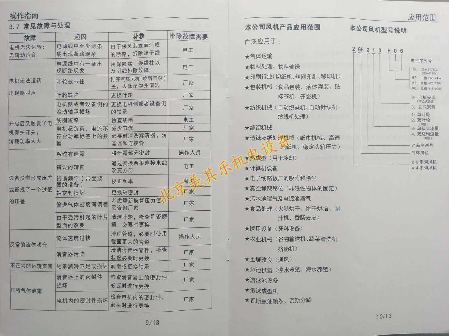 高壓風(fēng)機說明書